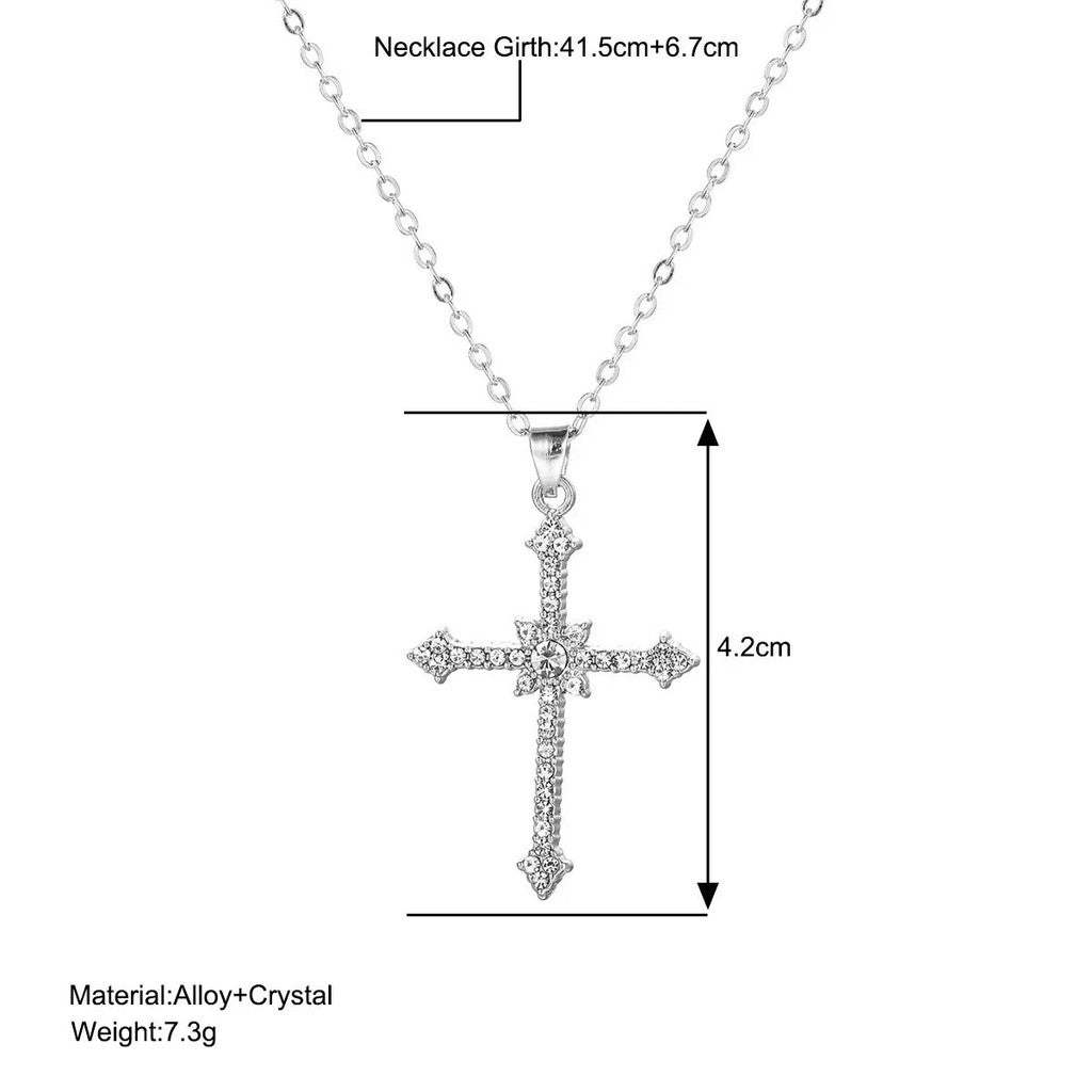 Elegant Silver Necklace For Women Cross Pendant Necklace Korean Fashion Jewelry Accessories Gift