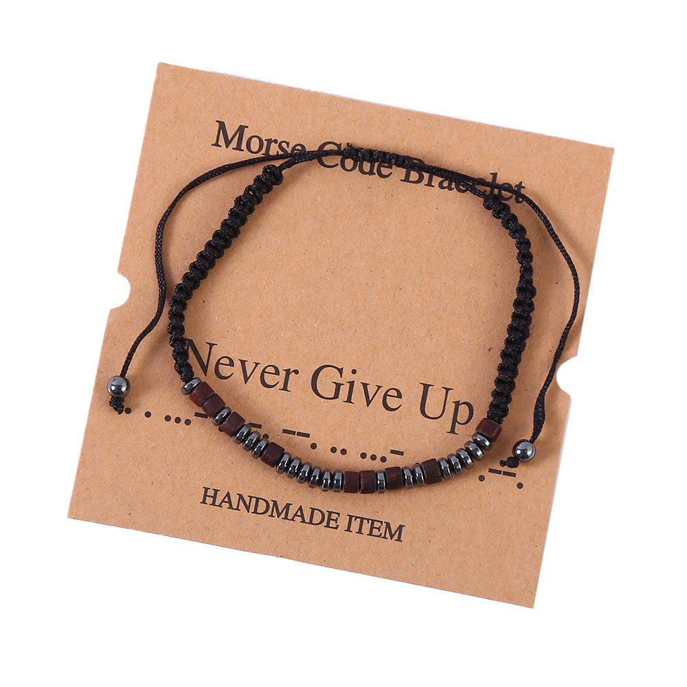Handmade Jewelry Black Couple Bracelet Adjustable Braided Bracelet For Woman Morse Code Bracelet