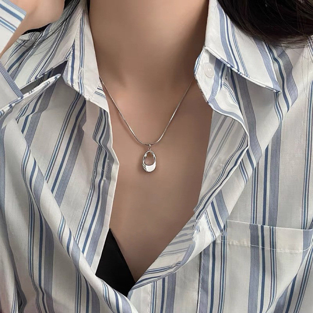 Elegant Silver Necklace For Women Water pendant Necklace Korean Fashion Jewelry  Accessories Gift