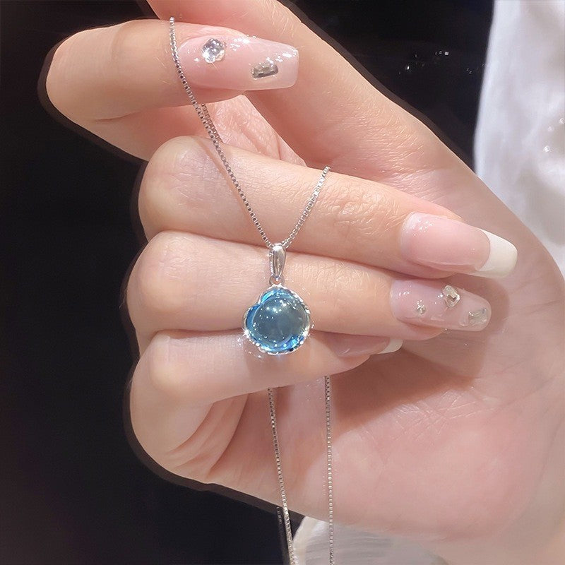 Elegant Silver Necklace For Women Moon Pendant Necklace Korean Fashion Jewelry Accessories Gift