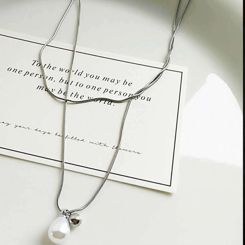 New Elegant Silver Necklace For Women Pearl pendant Necklace Korean Fashion Jewelry  Accessories Gift