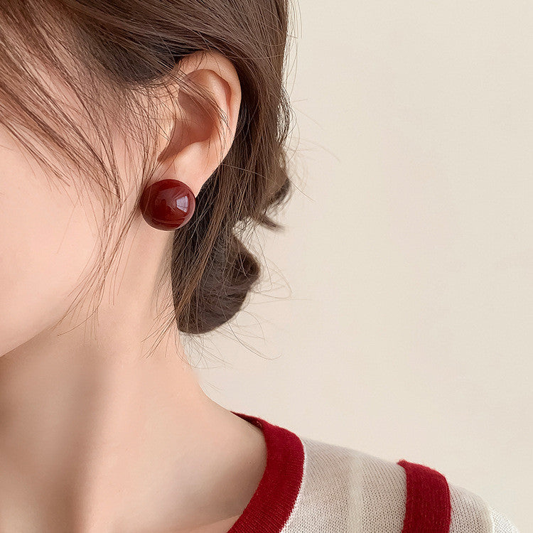 Elegant Red earrings For Women Fashion Stud Earrings Silver Cherry Earring Jewelry Accessories Gift