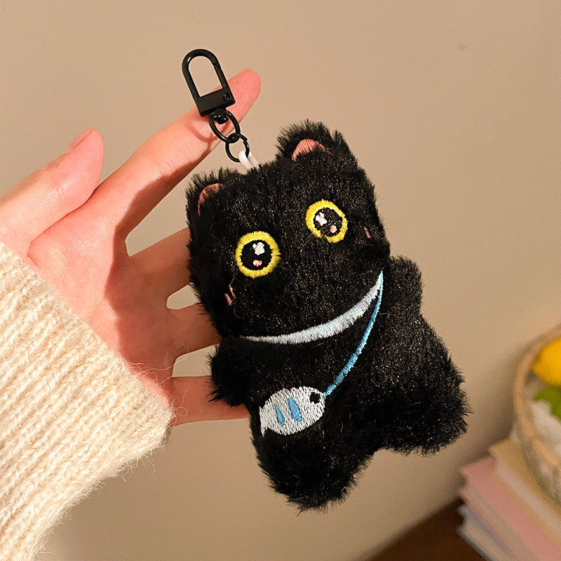 Elegant Black Cat Plush Doll Charm Stress Reliever Fun Toys Keychain Stuff Toys Fashion Gift Pop