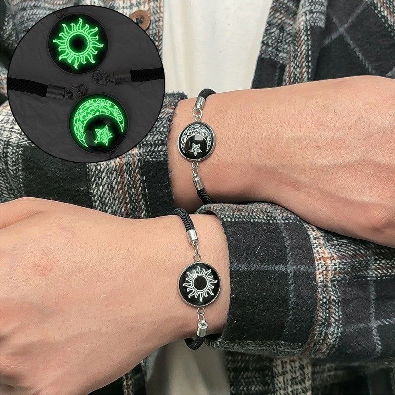 2Pc Moon Sun Couple Bracelet For Women lucky Charm Beads Bracelets Fashion Jewelry Accessories Gift