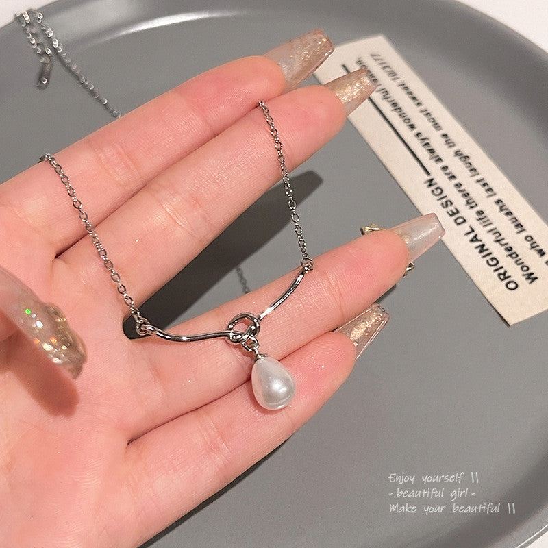 New Elegant Silver Necklace For Women Pearl pendant Necklace Korean Fashion Jewelry  Accessories Gift