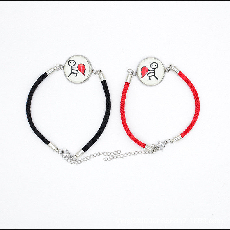 2pcs Couple Bracelet Gift For Lovers Woven Bracelet Adjustable Jewelry