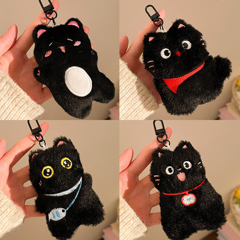 Elegant Black Cat Plush Doll Charm Stress Reliever Fun Toys Keychain Stuff Toys Fashion Gift Pop