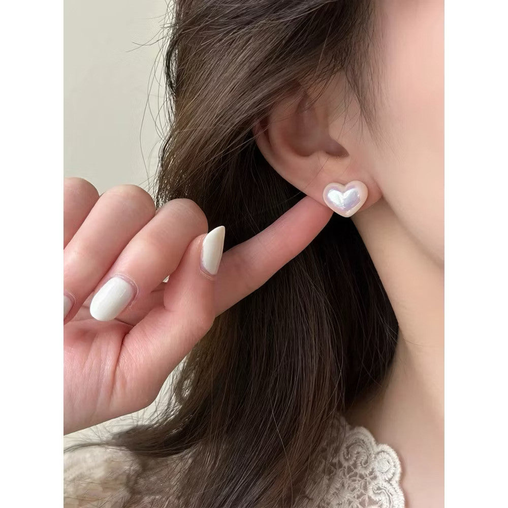 Elegant Red earrings For Women Fashion Stud Earrings Silver Heart Earring Jewelry Accessories Gift