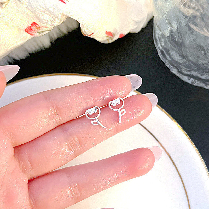 Elegant Stud Earrings For Women Earring Fashion Jewelry Accessories Gift Sliver Earring Piercing Ear