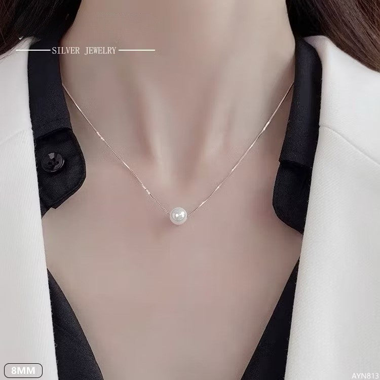 Elegant Silver Necklace For Women Pearl pendant Necklace Korean Fashion Jewelry  Accessories Gift
