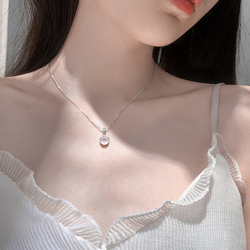 Elegant Silver Necklace For Women Moon Pendant Necklace Korean Fashion Jewelry Accessories Gift