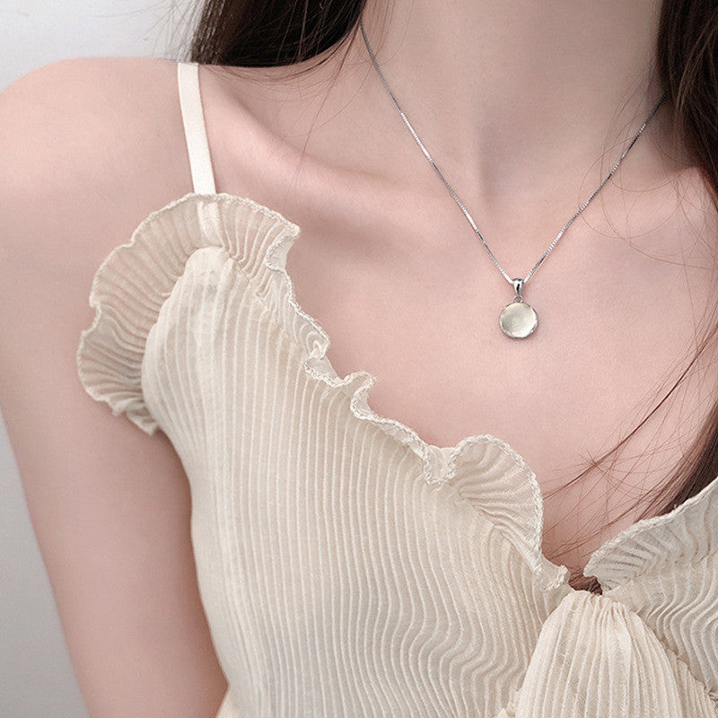 Elegant Silver Necklace For Women Moon Pendant Necklace Korean Fashion Jewelry Accessories Gift