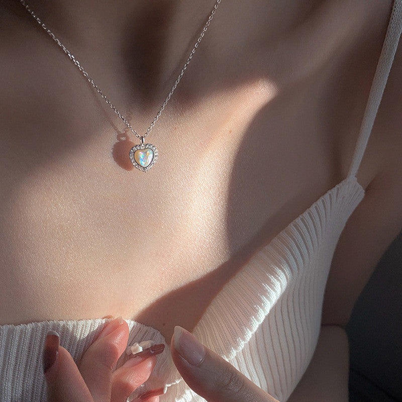 Elegant Gold Style Heart Pendant Pearl Silver Necklace For Women Fashion Jewelry Accessories Gifts