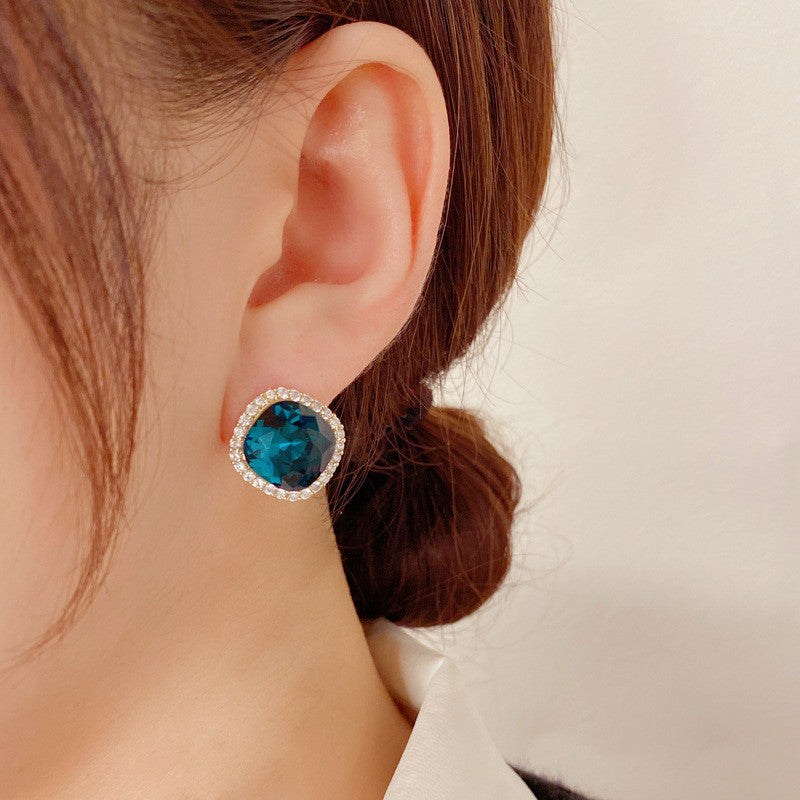 Luxury Earrings For Women Rhinestone Ear Stud Fashion Gold Zircon Earring Jewelry  Accessories Gift