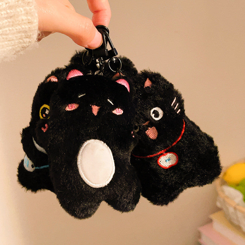 Elegant Black Cat Plush Doll Charm Stress Reliever Fun Toys Keychain Stuff Toys Fashion Gift Pop