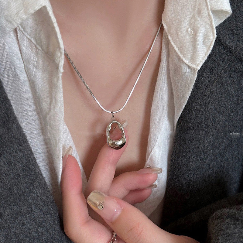 Elegant Silver Necklace For Women Water pendant Necklace Korean Fashion Jewelry  Accessories Gift