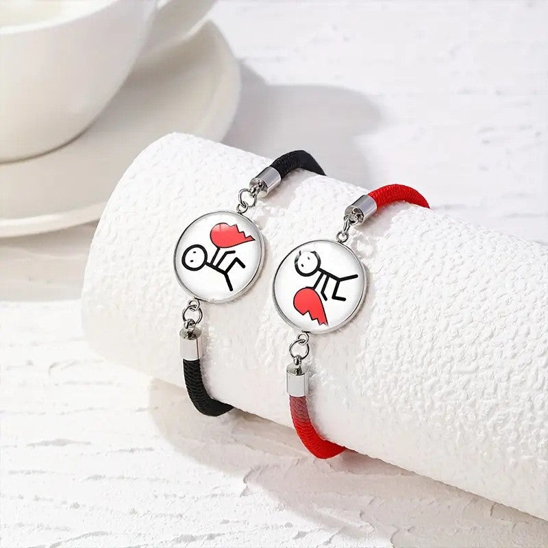 2pcs Couple Bracelet Gift For Lovers Woven Bracelet Adjustable Jewelry