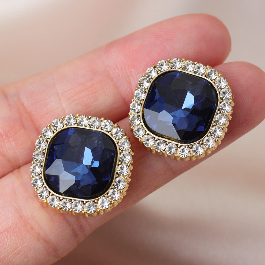 Luxury Earrings For Women Rhinestone Ear Stud Fashion Gold Zircon Earring Jewelry  Accessories Gift