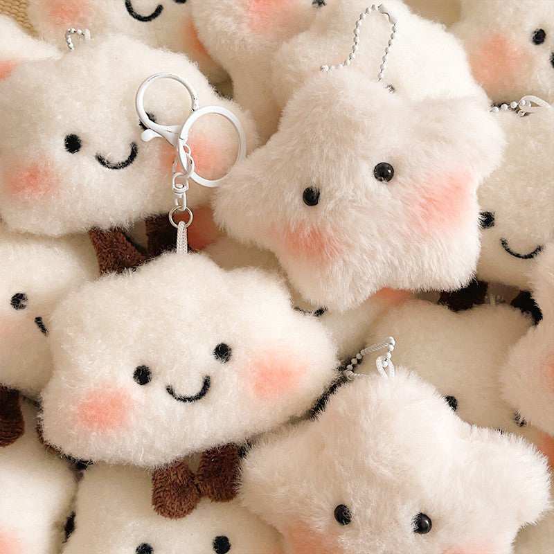 Creative Smile Cloud Plush Doll Charm Stress Reliever Fun Toys Keychain Stuff Toys Fashion Gift Pop