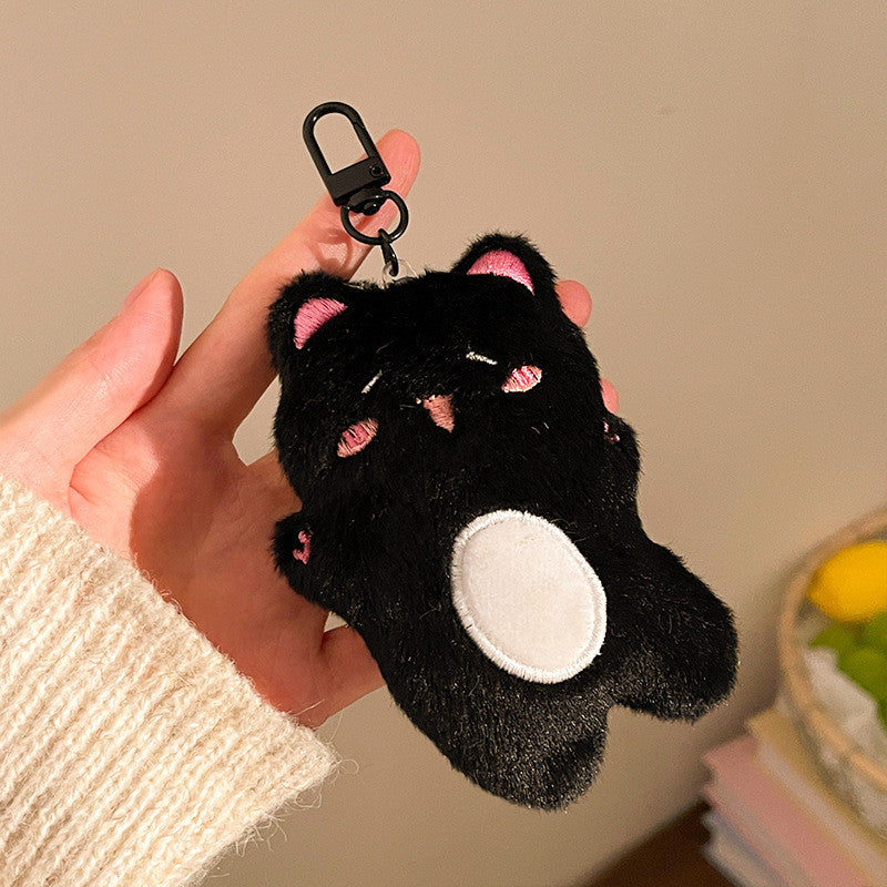 Elegant Black Cat Plush Doll Charm Stress Reliever Fun Toys Keychain Stuff Toys Fashion Gift Pop
