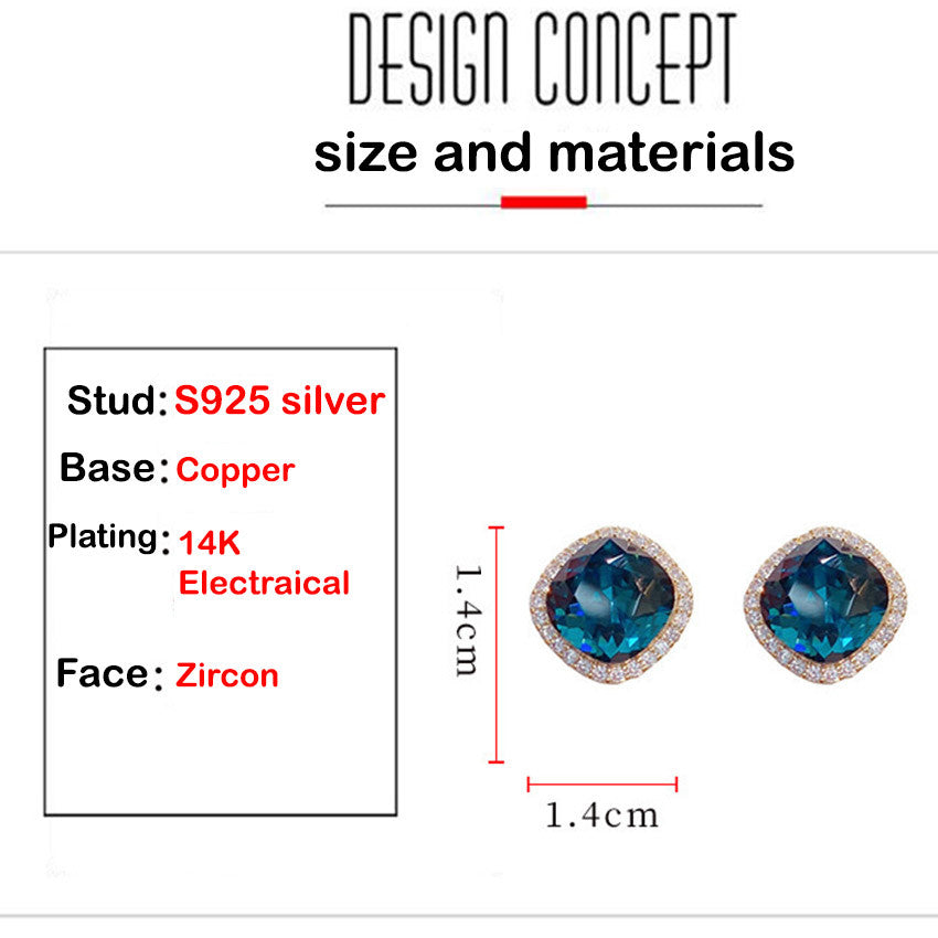 Luxury Earrings For Women Rhinestone Ear Stud Fashion Gold Zircon Earring Jewelry  Accessories Gift