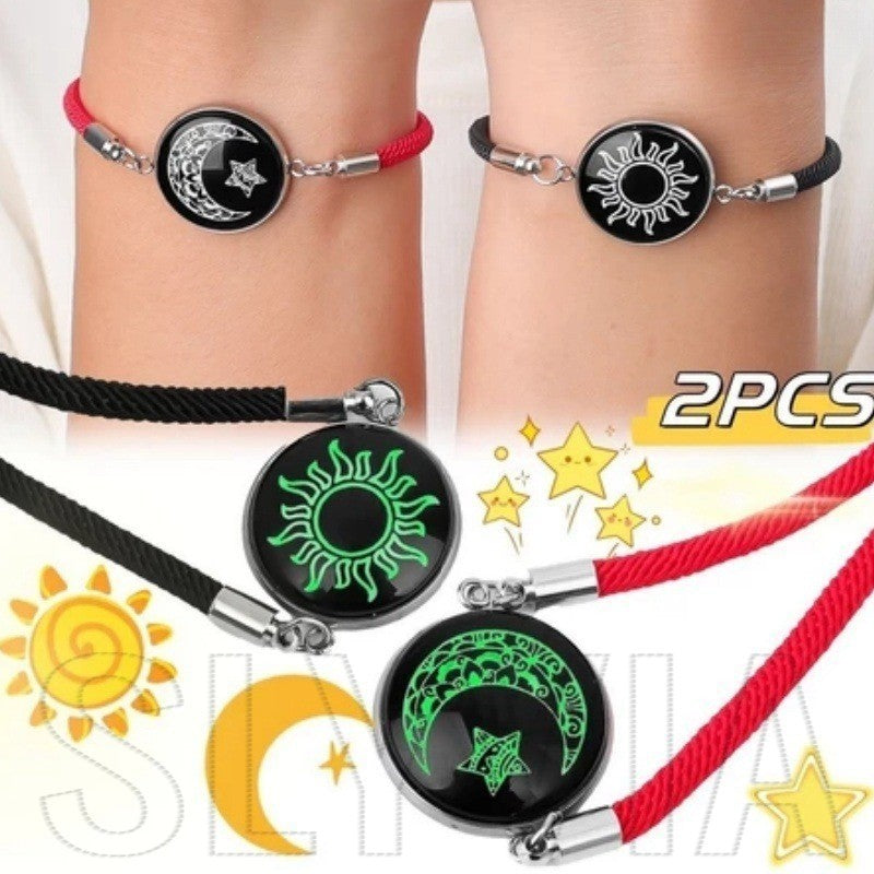 2Pc Moon Sun Couple Bracelet For Women lucky Charm Beads Bracelets Fashion Jewelry Accessories Gift