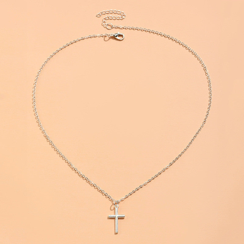 Elegant Silver Necklace For Women Cross Pendant Necklace Korean Fashion Jewelry Accessories Gift