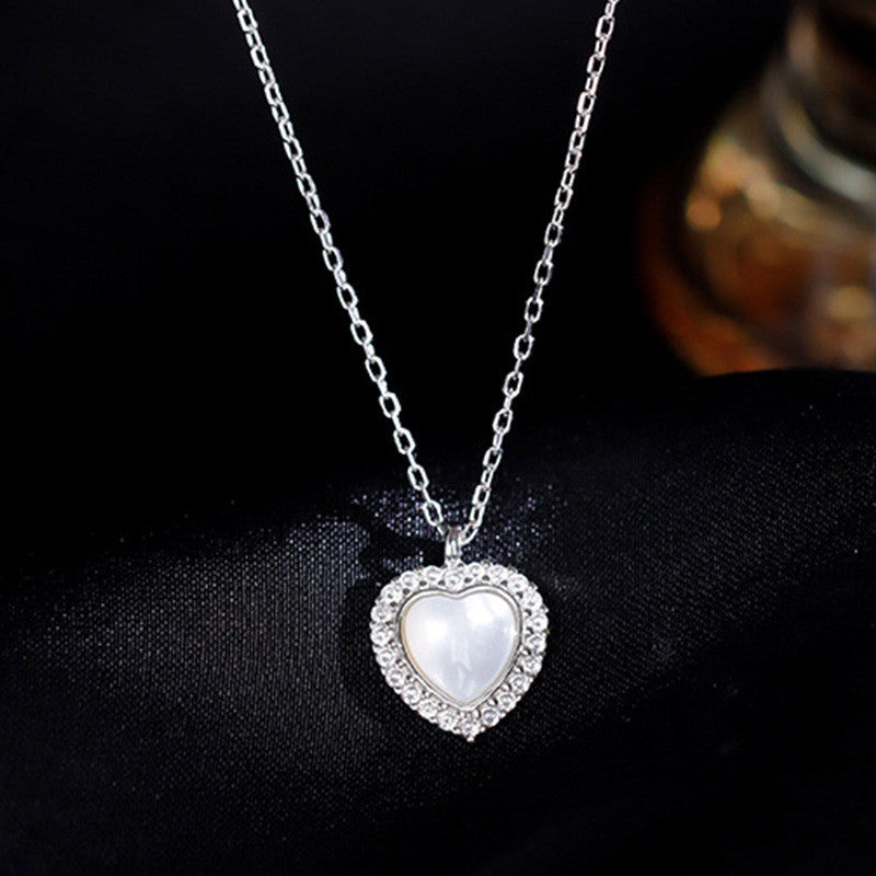 Elegant Gold Style Heart Pendant Pearl Silver Necklace For Women Fashion Jewelry Accessories Gifts