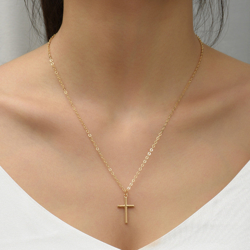 Elegant Silver Necklace For Women Cross Pendant Necklace Korean Fashion Jewelry Accessories Gift