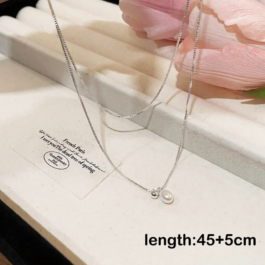 New Elegant Silver Necklace For Women Pearl pendant Necklace Korean Fashion Jewelry  Accessories Gift