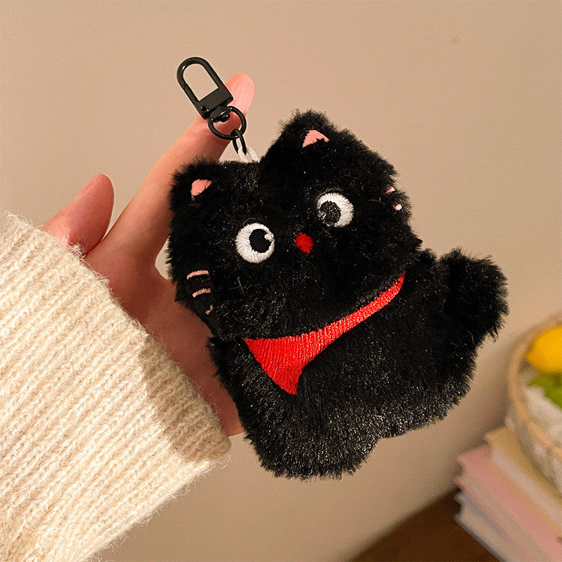 Elegant Black Cat Plush Doll Charm Stress Reliever Fun Toys Keychain Stuff Toys Fashion Gift Pop