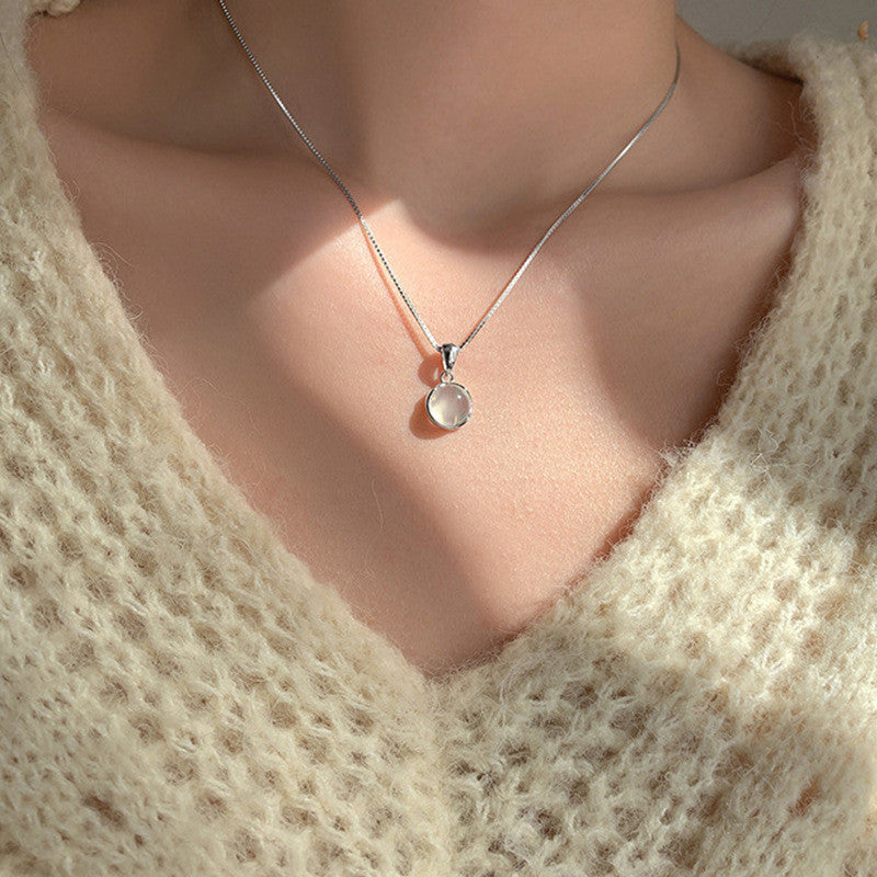 Elegant Silver Necklace For Women Moon Pendant Necklace Korean Fashion Jewelry Accessories Gift