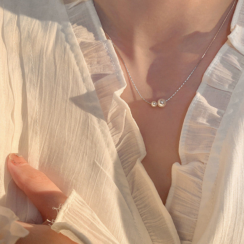 Elegant Silver Necklace For Women Pearl pendant Necklace Korean Fashion Jewelry  Accessories Gift