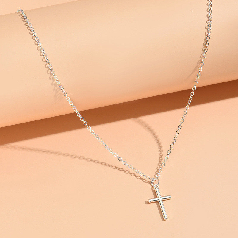 Elegant Silver Necklace For Women Cross Pendant Necklace Korean Fashion Jewelry Accessories Gift