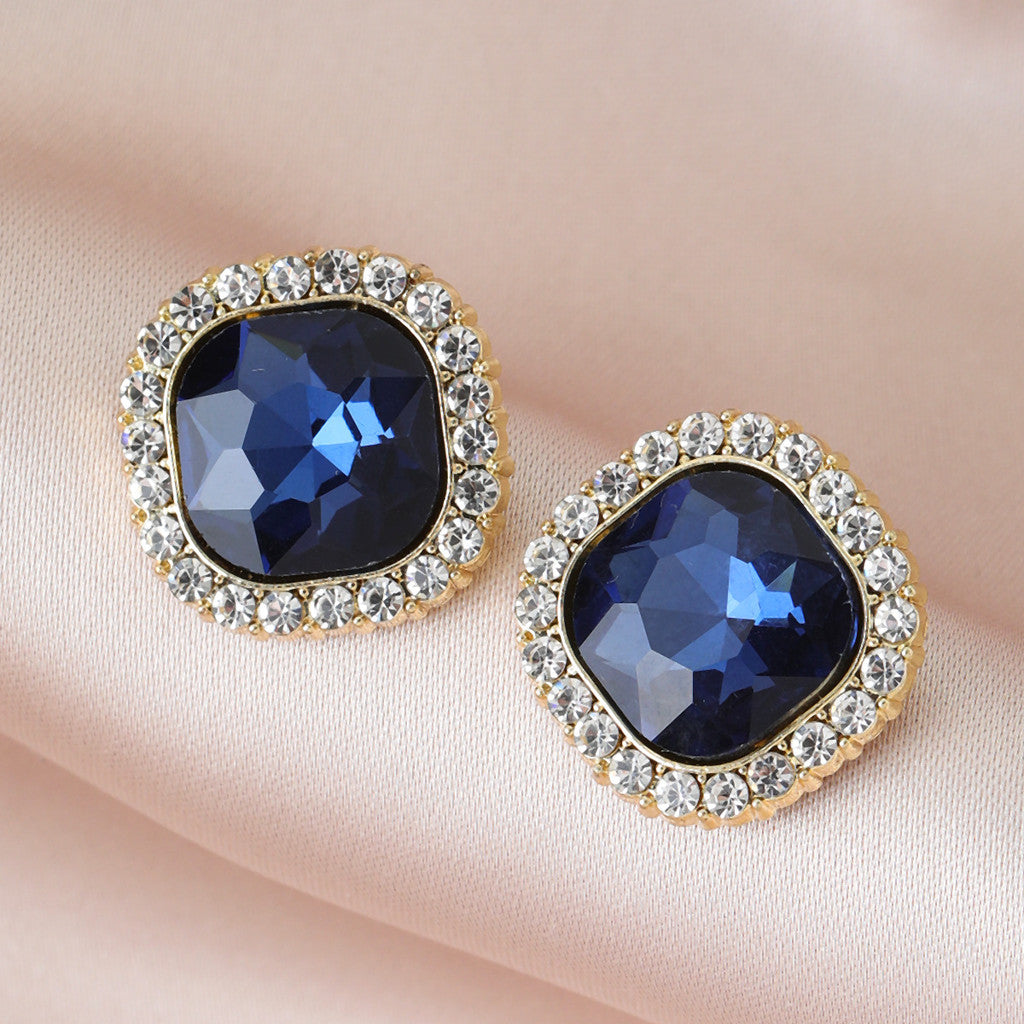 Luxury Earrings For Women Rhinestone Ear Stud Fashion Gold Zircon Earring Jewelry  Accessories Gift