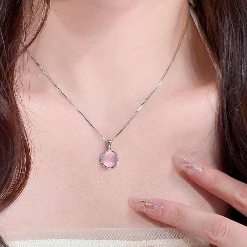 Elegant Silver Necklace For Women Moon Pendant Necklace Korean Fashion Jewelry Accessories Gift