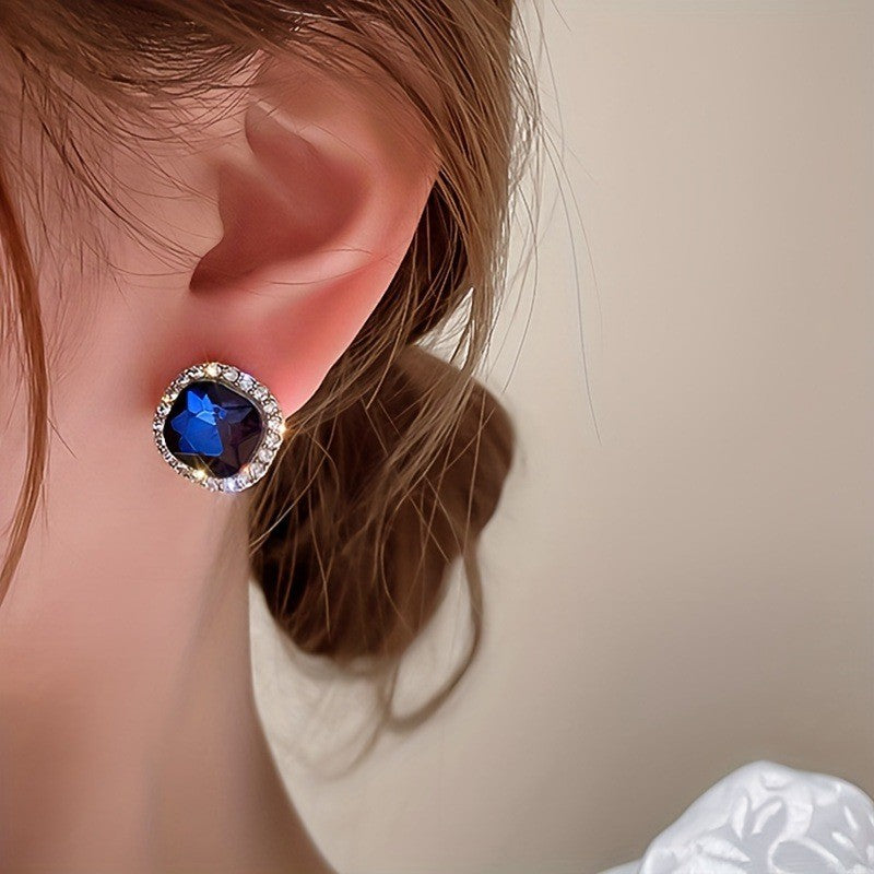 Luxury Earrings For Women Rhinestone Ear Stud Fashion Gold Zircon Earring Jewelry  Accessories Gift