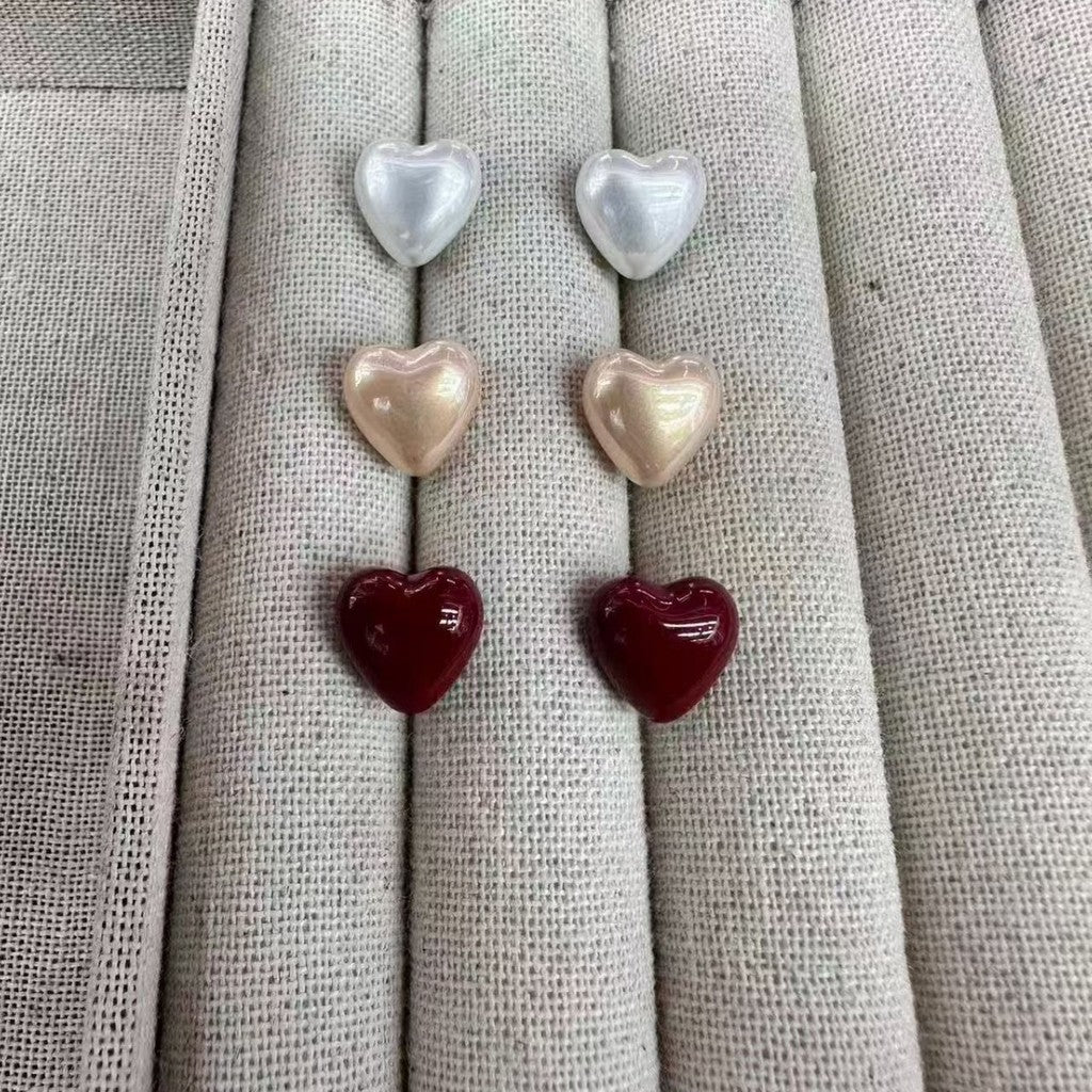 Elegant Red earrings For Women Fashion Stud Earrings Silver Heart Earring Jewelry Accessories Gift