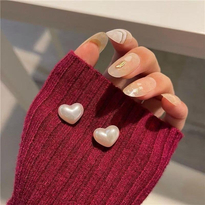 Elegant Red earrings For Women Fashion Stud Earrings Silver Heart Earring Jewelry Accessories Gift