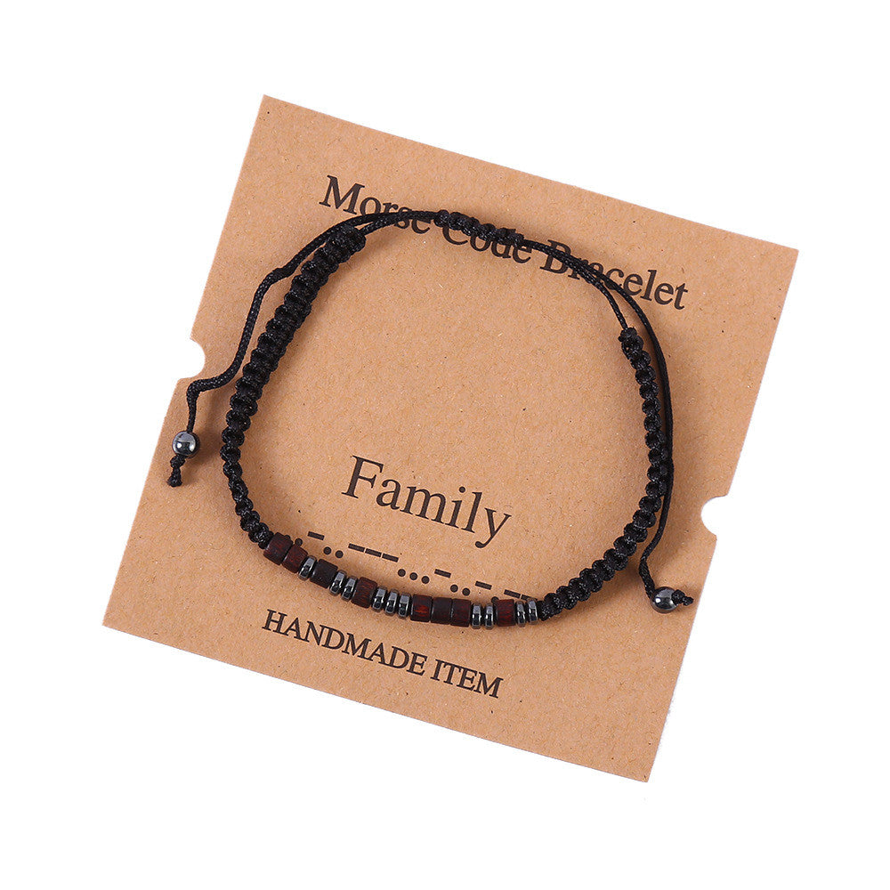 Handmade Jewelry Black Couple Bracelet Adjustable Braided Bracelet For Woman Morse Code Bracelet
