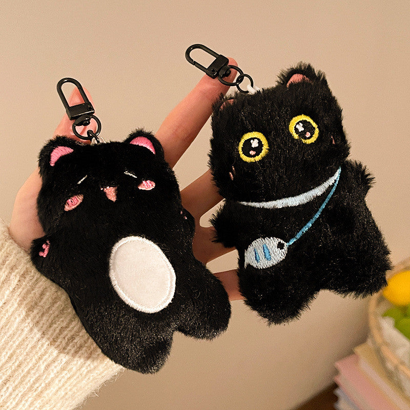 Elegant Black Cat Plush Doll Charm Stress Reliever Fun Toys Keychain Stuff Toys Fashion Gift Pop
