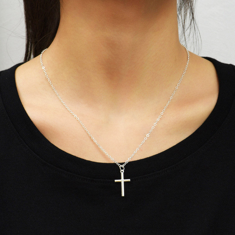Elegant Silver Necklace For Women Cross Pendant Necklace Korean Fashion Jewelry Accessories Gift
