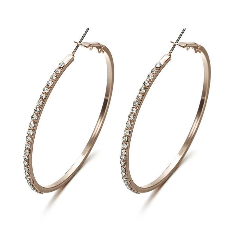 Elegant Rhinestone Hoop Earrings For Woman Diamond Fashion Jewelry  Accessories Silver Earrings Gift
