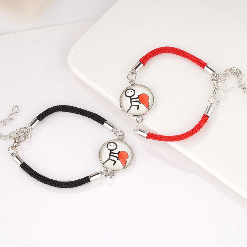 2pcs Couple Bracelet Gift For Lovers Woven Bracelet Adjustable Jewelry