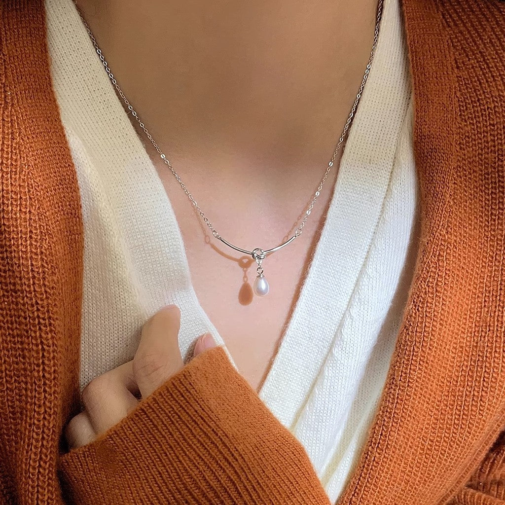New Elegant Silver Necklace For Women Pearl pendant Necklace Korean Fashion Jewelry  Accessories Gift
