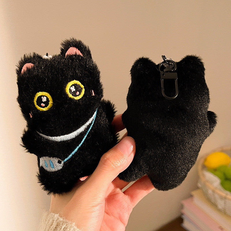 Elegant Black Cat Plush Doll Charm Stress Reliever Fun Toys Keychain Stuff Toys Fashion Gift Pop