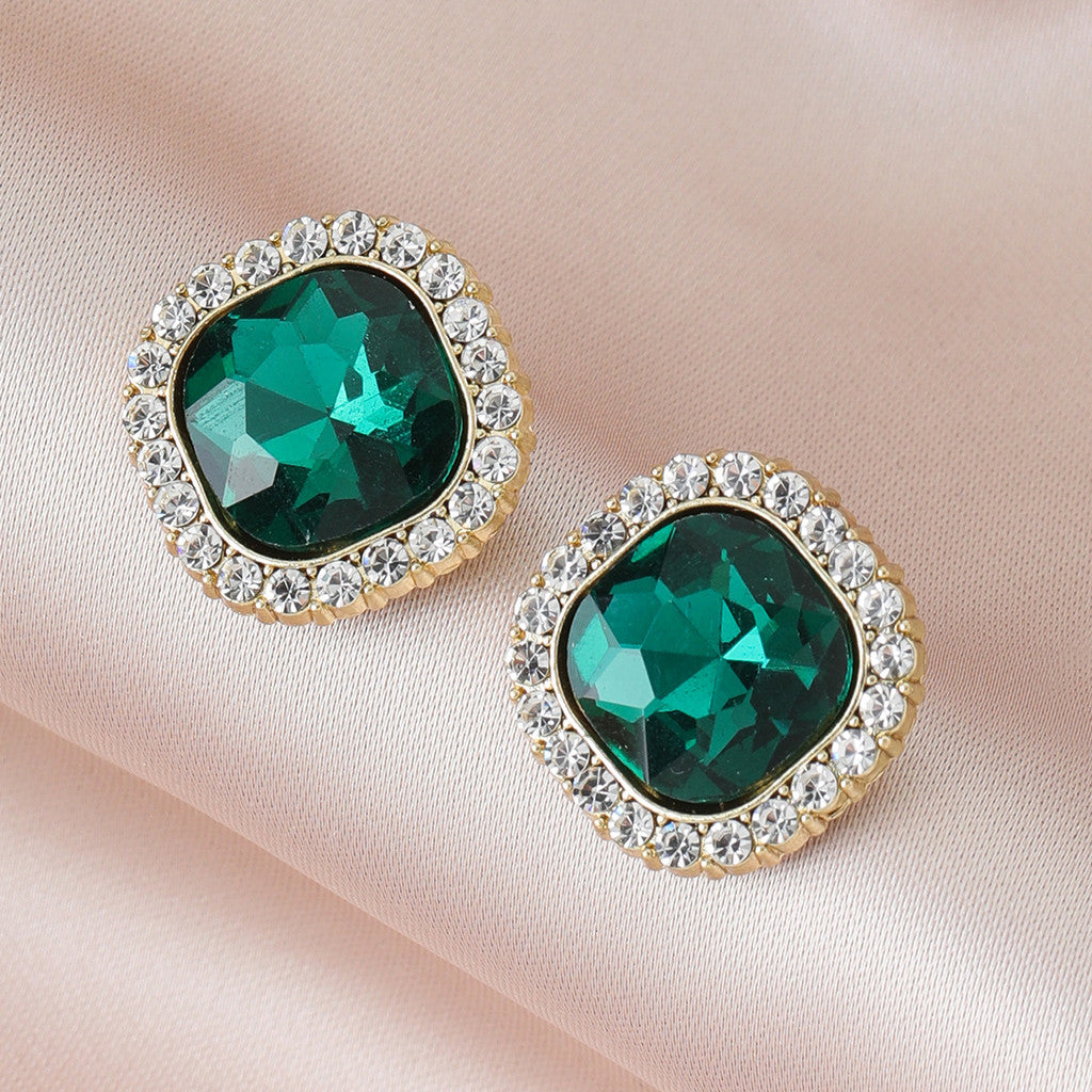 Luxury Earrings For Women Rhinestone Ear Stud Fashion Gold Zircon Earring Jewelry  Accessories Gift