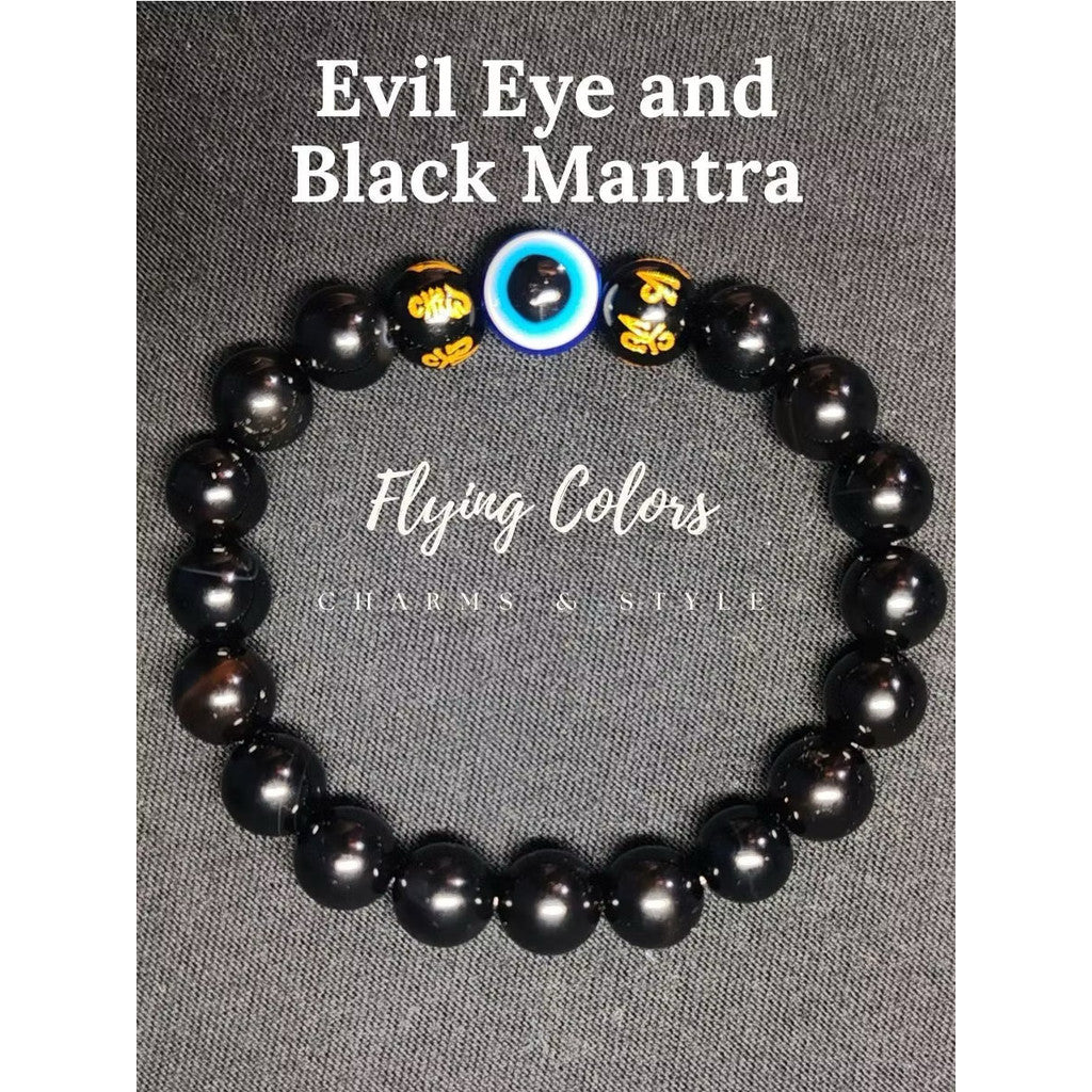 Evil Eye Bracelet Black Mantra Bead Elastic Lucky charm Elastic Fashion Jewelry Accessories Gift