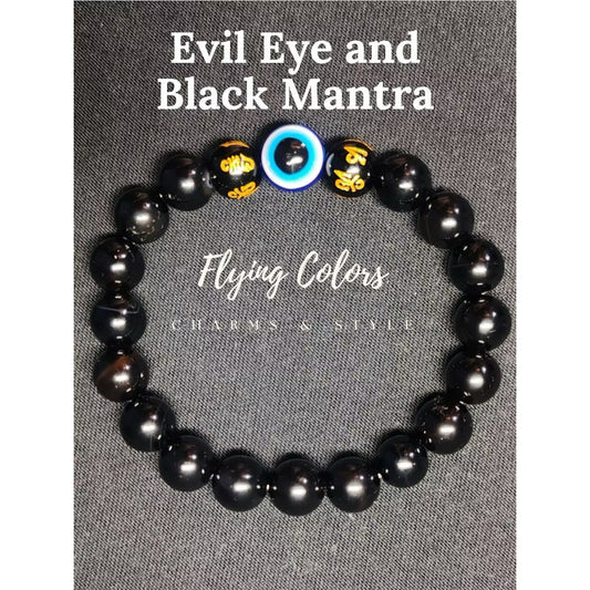 Evil Eye Bracelet Black Mantra Bead Elastic Lucky charm Elastic Fashion Jewelry Accessories Gift