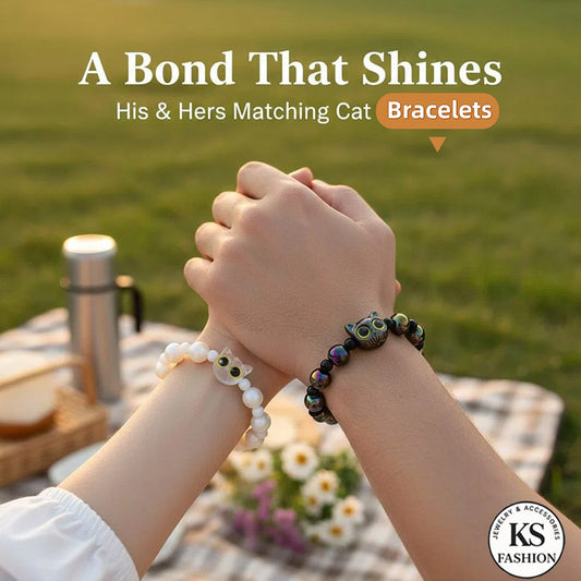 2Pc Black Cat Couple Bracelet For Women lucky Charm Beads Bracelets Fashion Jewelry Accessories Gift